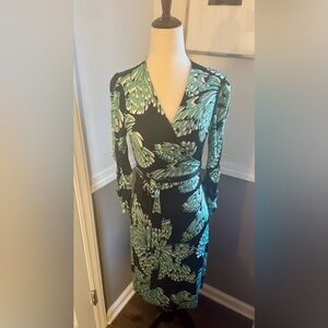 Veronica M Teal and Black Wrap Dress